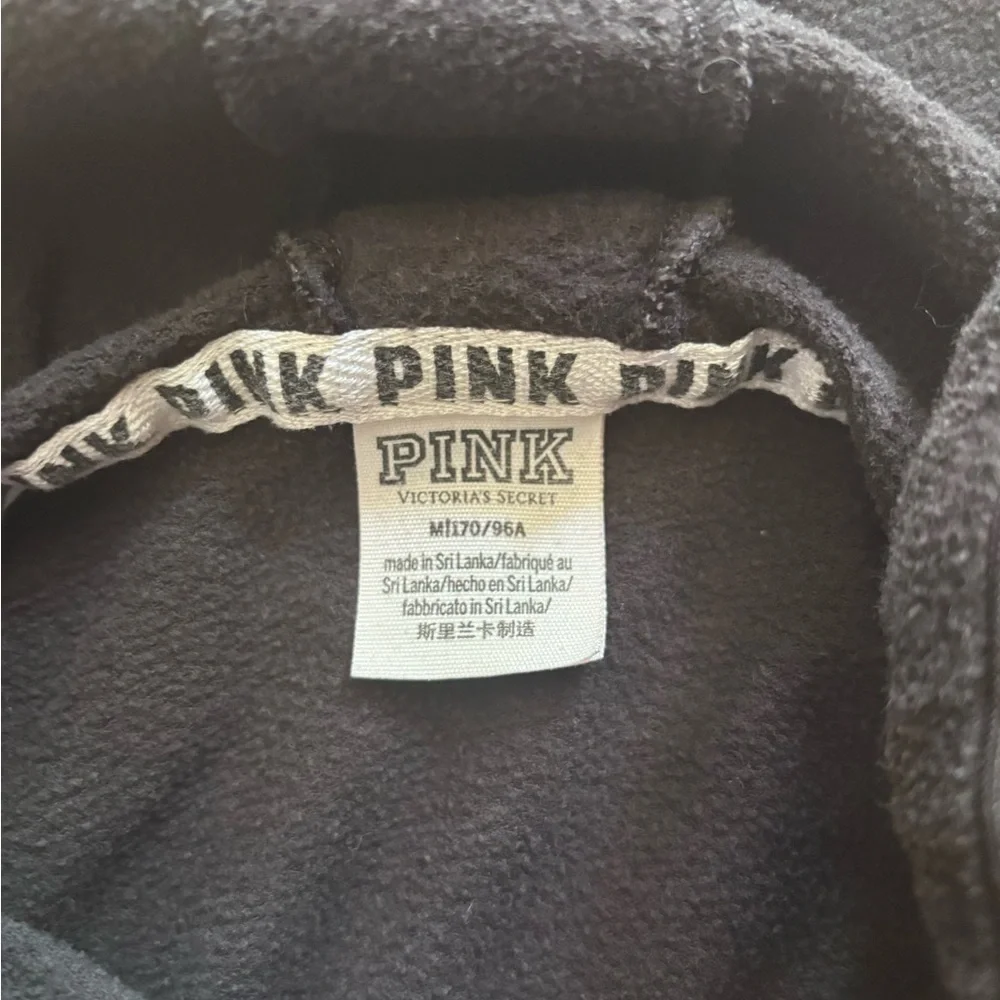 Victoria's Secret PINK Vintage Black Hoodie with Sequin Logo Trim Lounge Size M - Picture 6 of 6